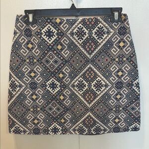 Springfield Women's US M Blue and White Tribal-Inspired Geometric Mini Skirt